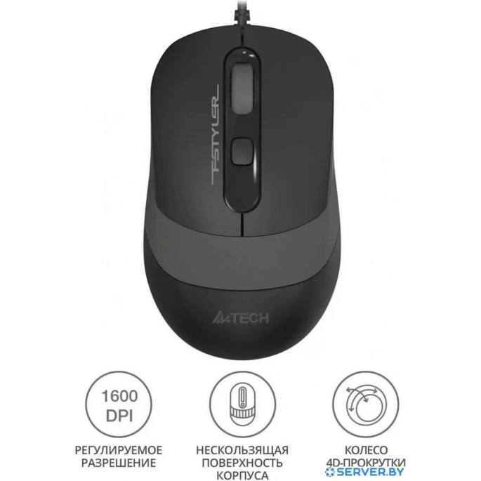 Мышь A4Tech Fstyler FM10S (серый/черный). Фото2