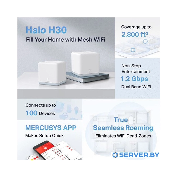 Wi-Fi система Mercusys Halo H30 (2 шт). Фото 3