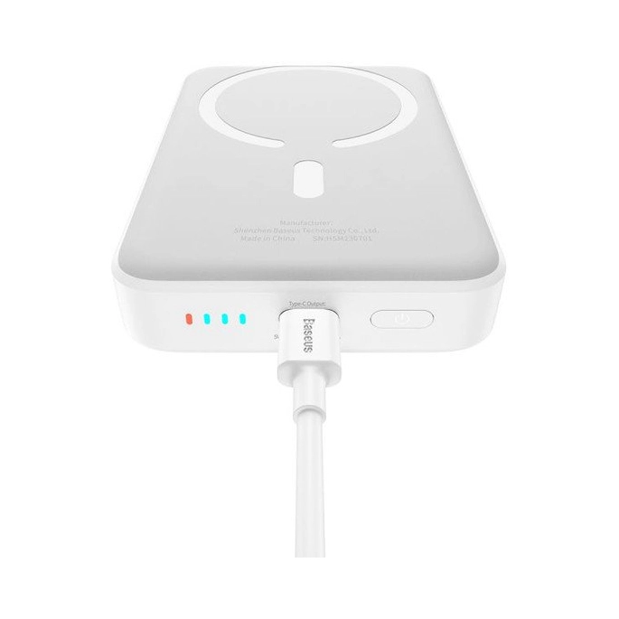 Внешний аккумулятор Baseus Magnetic Mini Air Wireless Fast Charge Power Bank 20W 10000mAh (белый). Фото 5