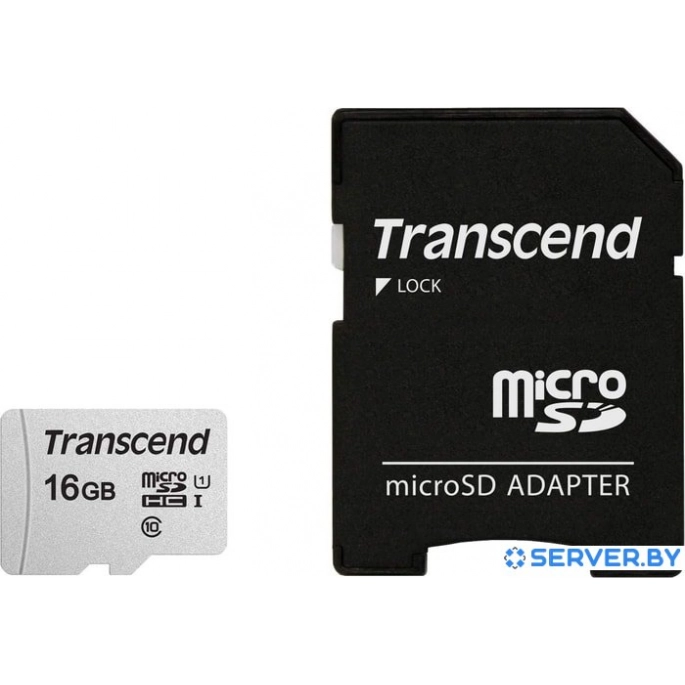 Карта памяти Transcend microSDHC 300S 16GB + адаптер. Фото 1