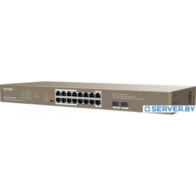 Неуправляемый коммутатор Tenda TEG1118P-16-250W. Фото2