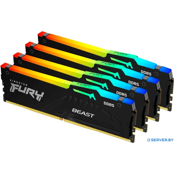Оперативная память Kingston FURY Beast RGB 4x32ГБ DDR5 5200 МГц KF552C40BBAK4-128. Фото1