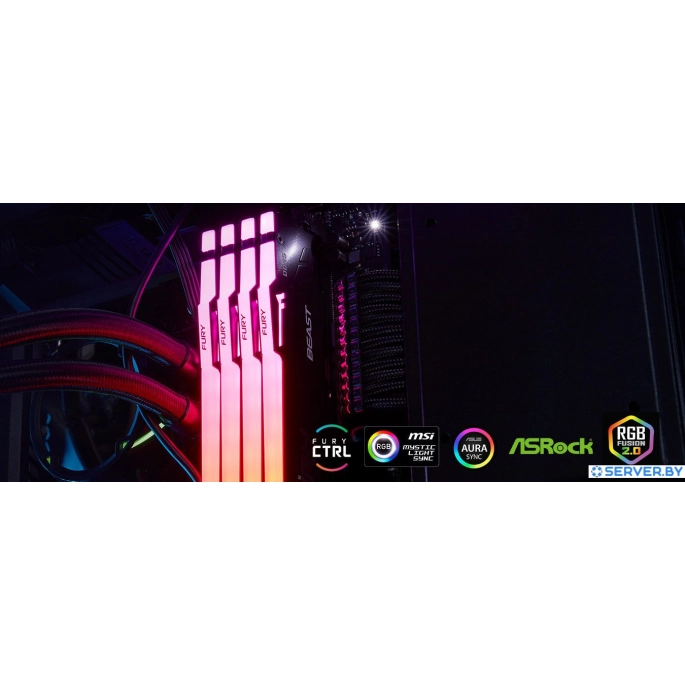 Оперативная память Kingston FURY Beast RGB 4x32ГБ DDR5 5200 МГц KF552C40BBAK4-128. Фото4