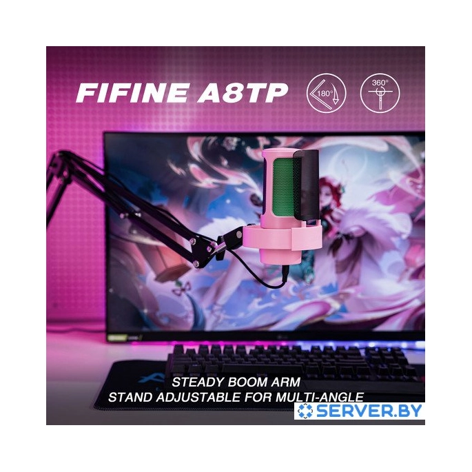 Проводной микрофон FIFINE A8T (розовый). Фото 1