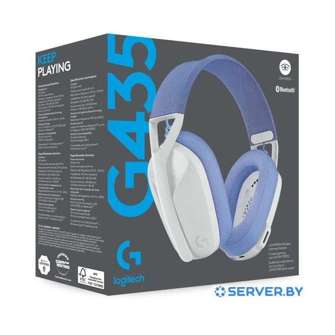 Наушники Logitech G435 Lightspeed (белый/сиреневый). Фото 5