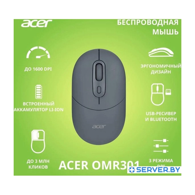 Мышь Acer OMR301 (черный). Фото 2