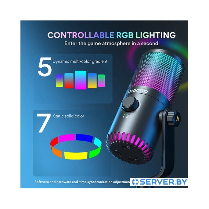 Проводной микрофон Maono DM30 RGB (черный). Фото 3