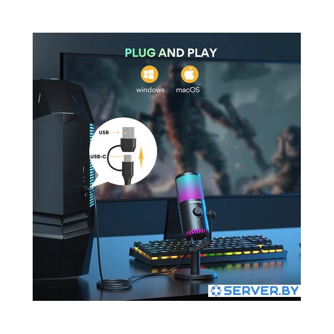 Проводной микрофон Maono DM30 RGB (черный). Фото 5