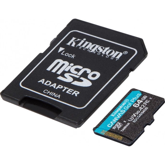 Карта памяти Kingston Canvas Go! microSDXC 64GB SDCG4/64GB (с адаптером). Фото 2