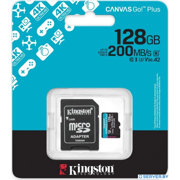 Карта памяти Kingston Canvas Go! microSDXC 128GB SDCG4/128GB (с адаптером). Фото3