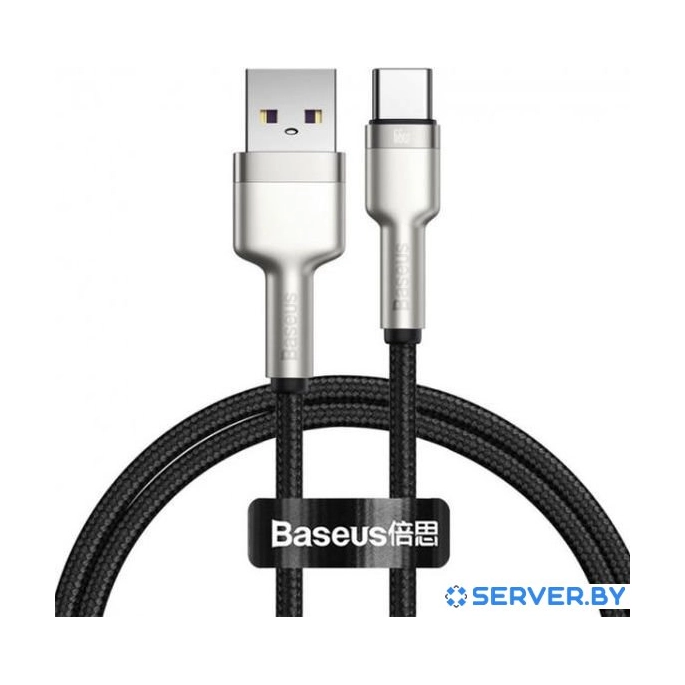 Кабель Baseus Cafule Series Metal Data Cable USB Type-A - Type-C 66W CAKF000001 (0.25 м, черный). Фото 1