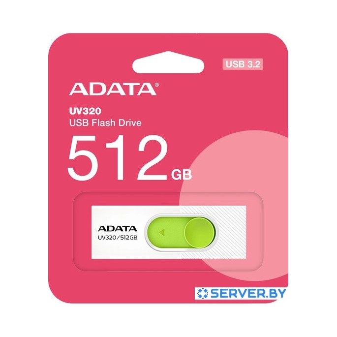 USB Flash ADATA UV320 512GB (белый/зеленый). Фото 3