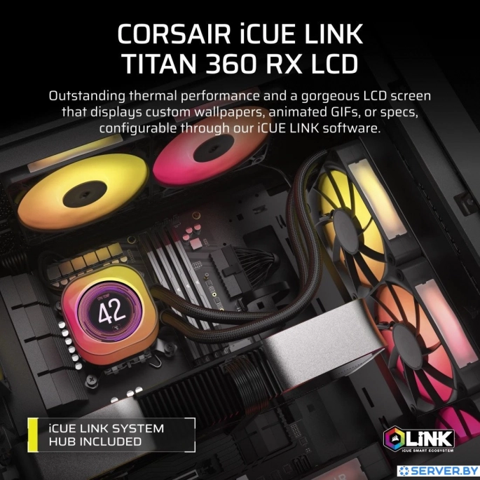 Система жидкостного охлаждения для процессора Corsair iCUE LINK TITAN 360 RX LCD CW-9061023-WW. Фото 2