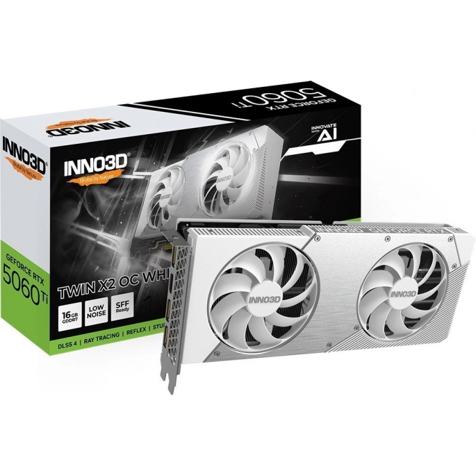 Видеокарта Inno3D GeForce RTX 5060 Ti 16GB Twin X2 OC White N506T2-16D7X-191073W. Фото2