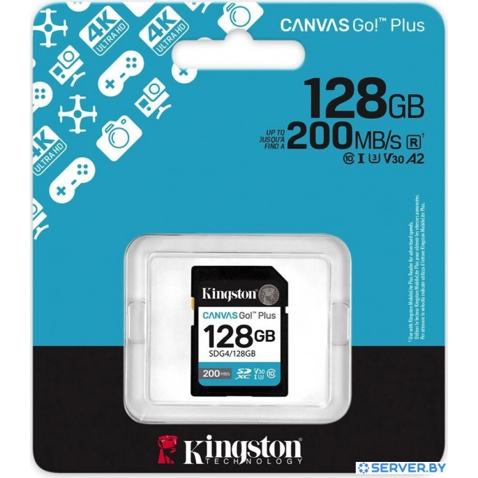 Карта памяти Kingston Canvas Go! Plus SDXC 128GB SDG4/128GB. Фото 3