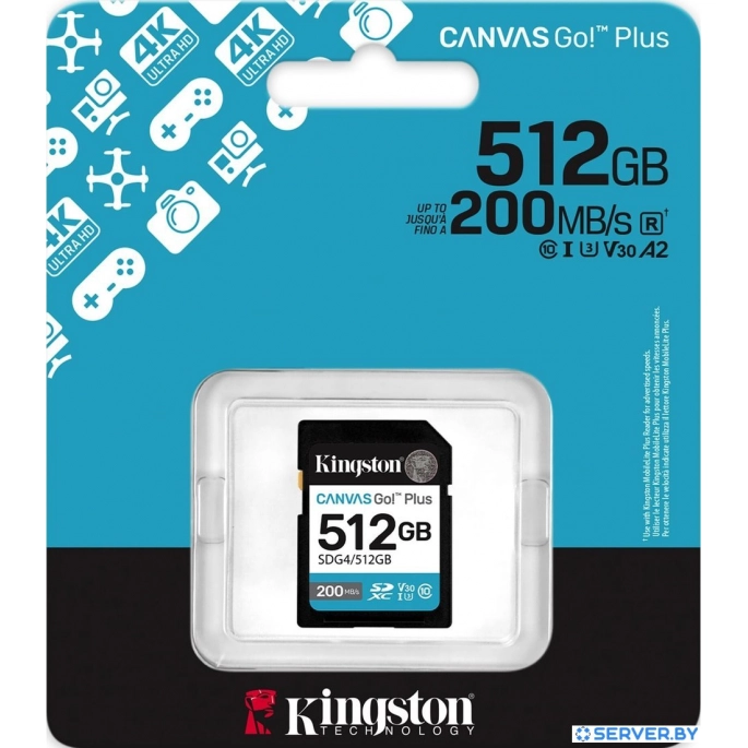 Карта памяти Kingston Canvas Go! Plus SDXC 512GB SDG4/512GB. Фото 3
