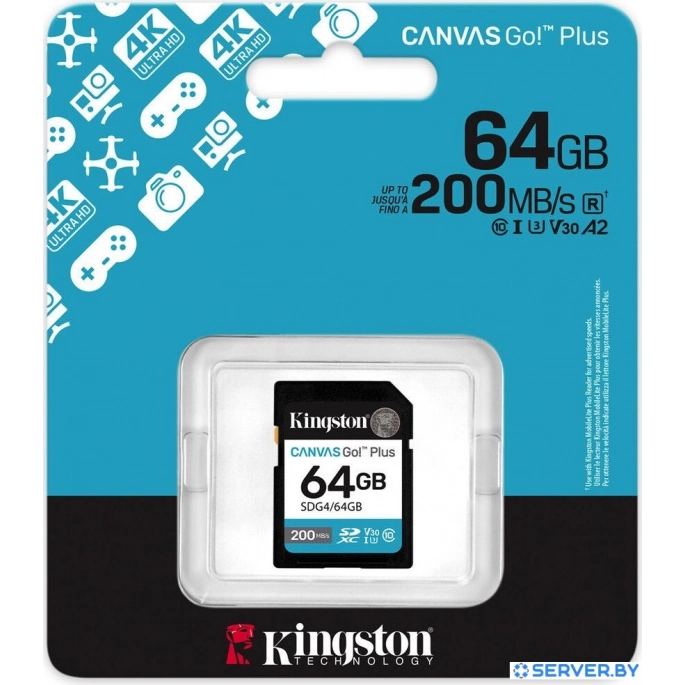 Карта памяти Kingston Canvas Go! Plus SDXC 64GB SDG4/64GB. Фото 3