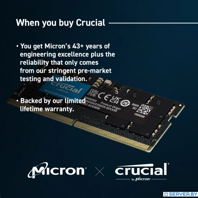 Оперативная память Crucial 16ГБ DDR5 SODIMM 5600МГц CT16G56C46S5. Фото 3
