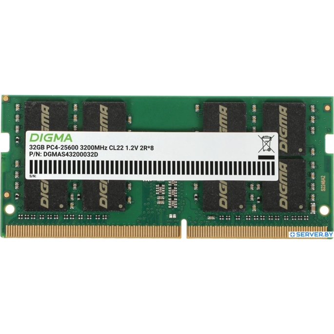 Оперативная память Digma 32ГБ DDR4 SODIMM 3200 МГц DGMAS43200032D. Фото1
