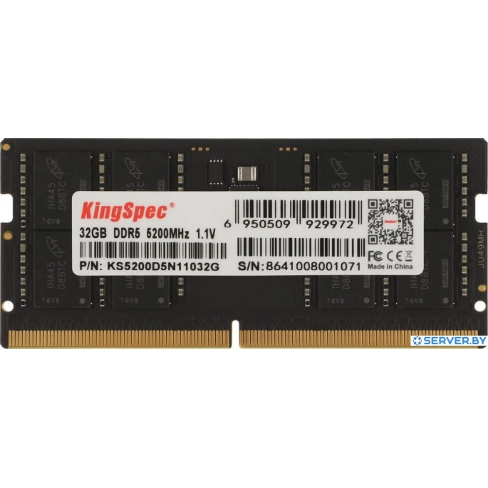 Оперативная память KingSpec 32ГБ DDR5 SODIMM 5200 МГц KS4800D5N11032G. Фото 1