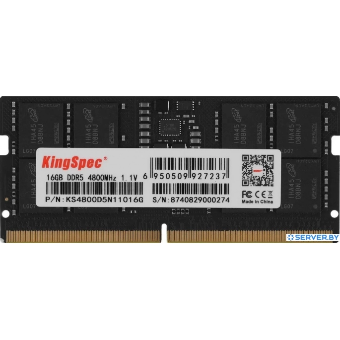Оперативная память KingSpec 16ГБ DDR5 SODIMM 4800 МГц KS4800D5N11016G. Фото 1