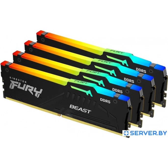 Оперативная память Kingston FURY Beast RGB 4x32ГБ DDR5 5600 МГц KF556C40BBAK4-128. Фото 1
