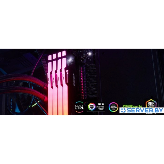 Оперативная память Kingston FURY Beast RGB 4x32ГБ DDR5 5600 МГц KF556C40BBAK4-128. Фото 4
