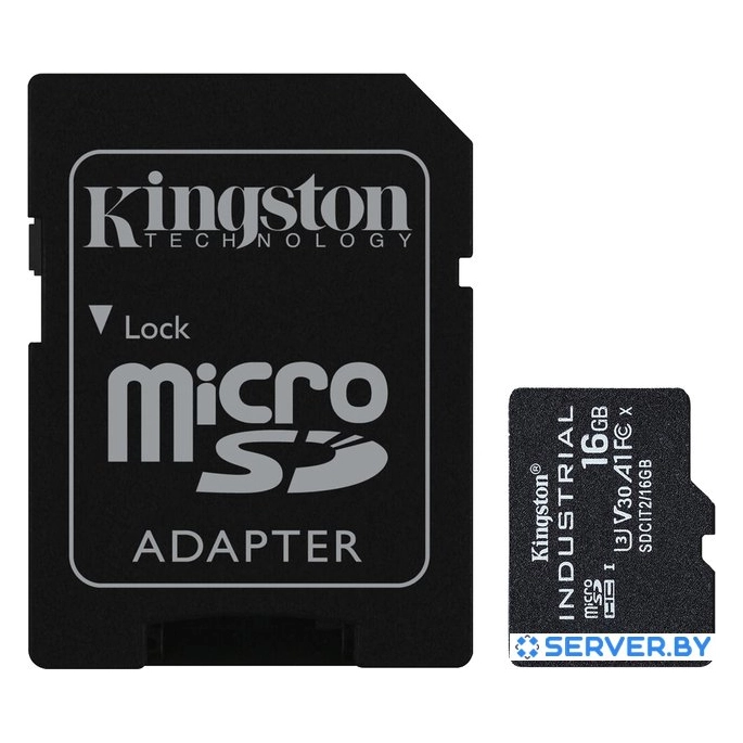 Карта памяти Kingston Industrial microSDHC SDCIT2/16GB 16GB (с адаптером). Фото1