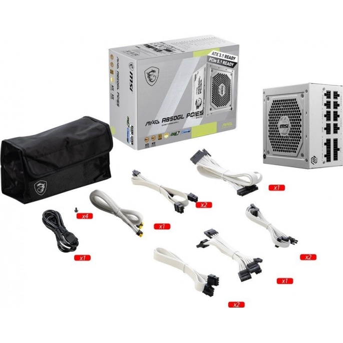 Блок питания MSI MAG A850GL PCIE5 WHITE. Фото 3