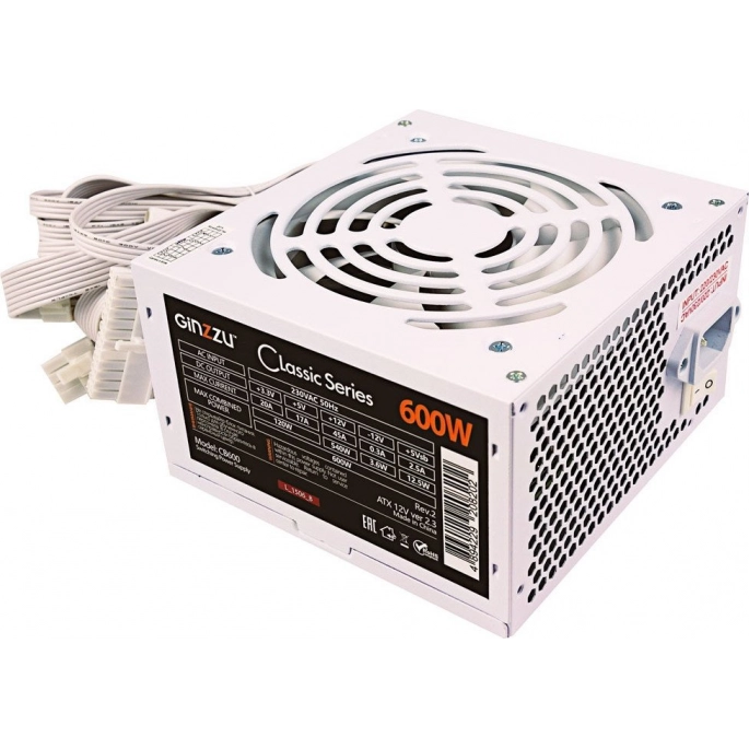 Блок питания Ginzzu CB600 (белый). Фото 4