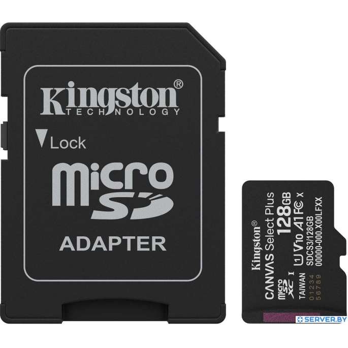 Карта памяти Kingston Canvas Select Plus microSDXC 128GB SDCS3/128GB (с адаптером). Фото1