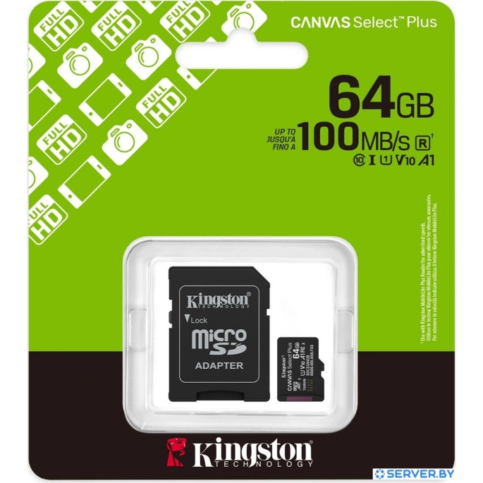 Карта памяти Kingston Canvas Select Plus microSDXC 64GB SDCS3/64GB (с адаптером). Фото3