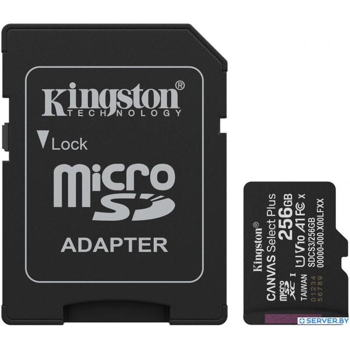 Карта памяти Kingston Canvas Select Plus microSDXC 256GB SDCS3/256GB (с адаптером). Фото 1
