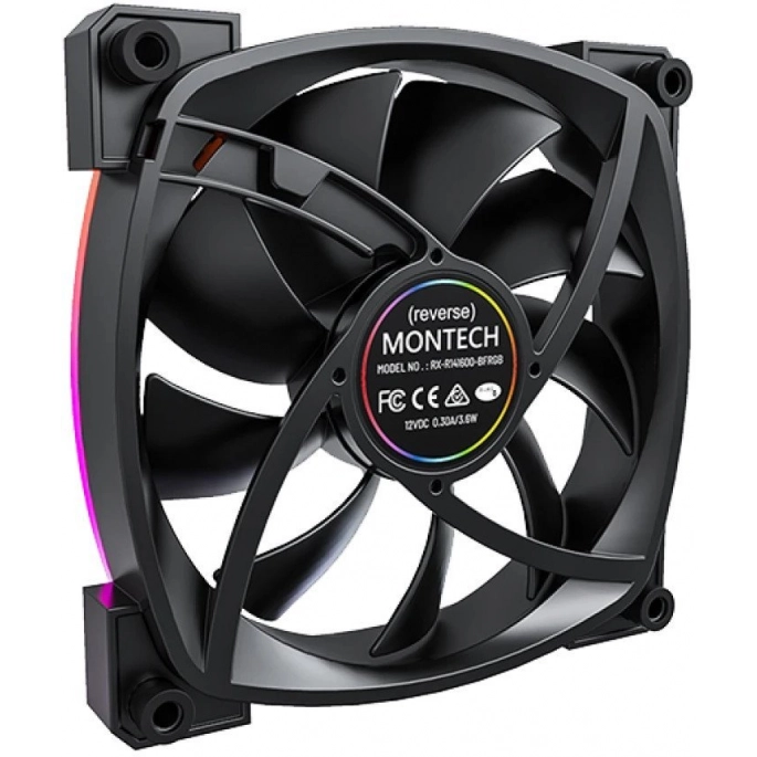 Вентилятор для корпуса Montech RX140 PWM Reverse (черный). Фото 4