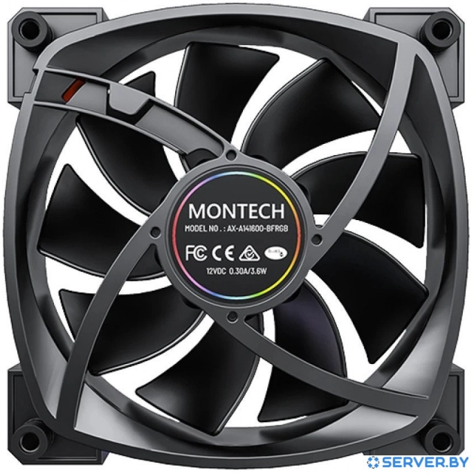 Вентилятор для корпуса Montech RX140 PWM Reverse (черный). Фото 5