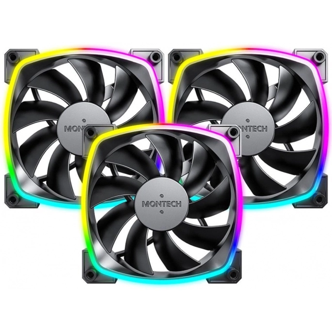 Комплект вентиляторов для корпуса Montech AX120 PWM 3 IN 1 (черный). Фото 1
