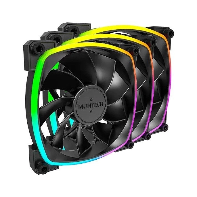 Комплект вентиляторов для корпуса Montech RX120 PWM 3 IN 1 (черный). Фото 1