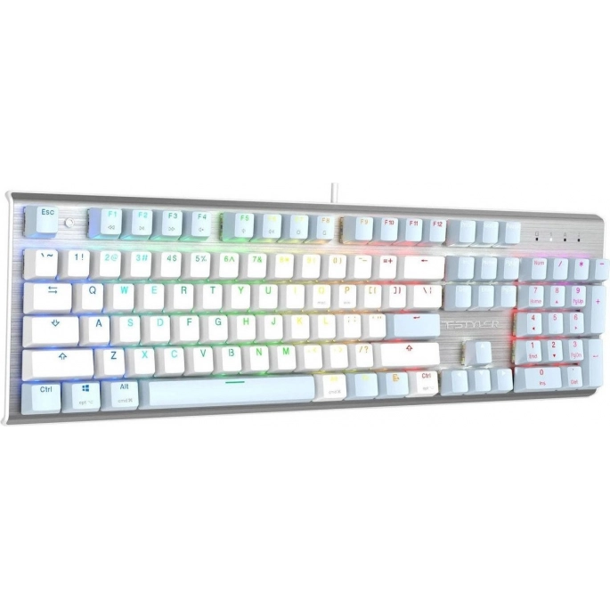 Клавиатура A4Tech Fstyler FS100 Neon (серебристый/голубой). Фото 3