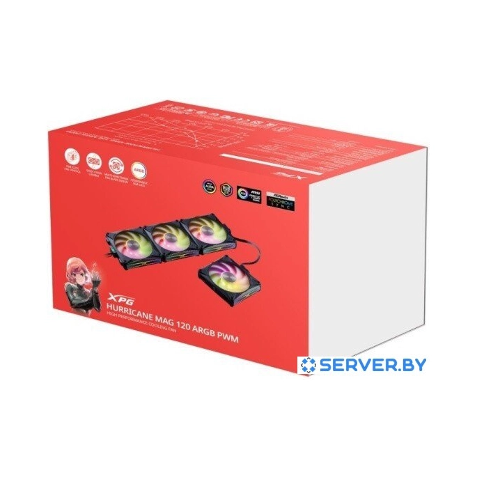 Комплект вентиляторов для корпуса с контроллером ADATA XPG Hurricane MAG 120 ARGB PWM (черный). Фото 5