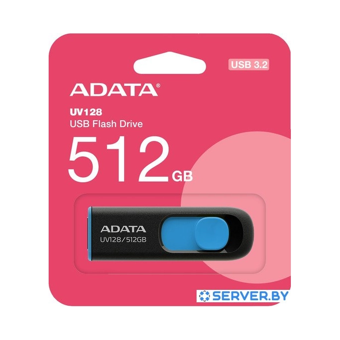 USB Flash ADATA DashDrive UV128 512GB (черный/синий). Фото 5