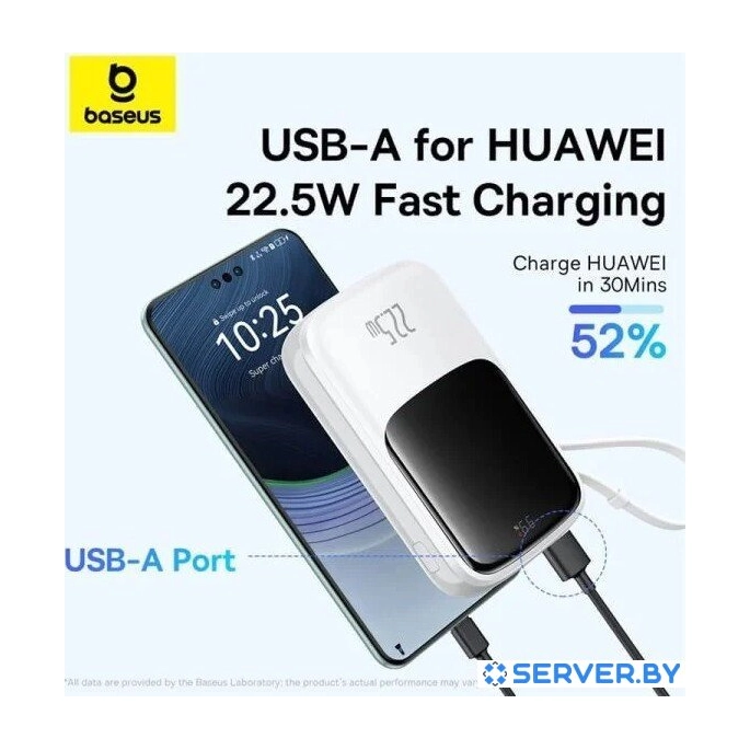 Внешний аккумулятор Baseus Qpow Pro+ Digital Display Fast Charge 22.5W 10000mAh (белый). Фото 3