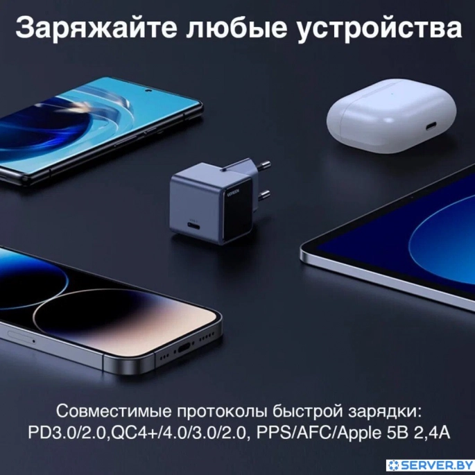 Сетевое зарядное Ugreen X503 35041 (серый). Фото 5