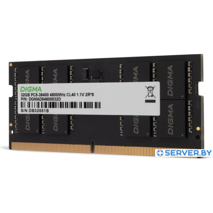 Оперативная память Digma 32ГБ DDR5 SODIMM 4800 МГц DGMAS54800032D. Фото 3