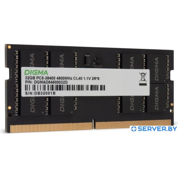 Оперативная память Digma 32ГБ DDR5 SODIMM 4800 МГц DGMAS54800032D. Фото 4