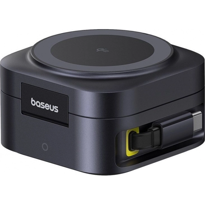 Сетевое зарядное Baseus PicoGo Series 2-in-1 Magnetic Wireless Charger Qi2 67W P10276800123-00 (черный). Фото 2