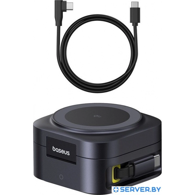 Сетевое зарядное Baseus PicoGo Series 2-in-1 Magnetic Wireless Charger Qi2 67W P10276800123-00 (черный). Фото 3
