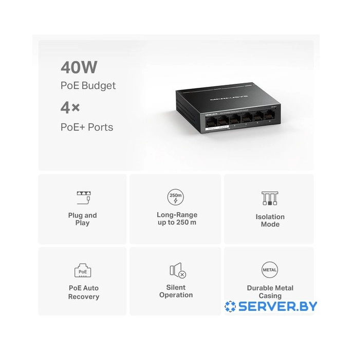 Неуправляемый коммутатор Mercusys MS106LP. Фото 4
