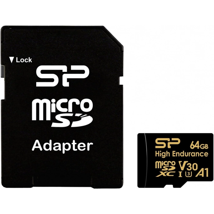 Карта памяти Silicon-Power Golden Series High Endurance microSDXC SP064GBSTXDV3V1HSP 64GB (с адаптером). Фото1
