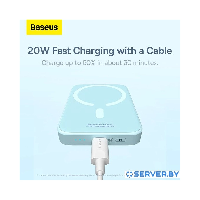 Внешний аккумулятор Baseus Magnetic Wireless PPCX020003 6000mAh (голубой). Фото2
