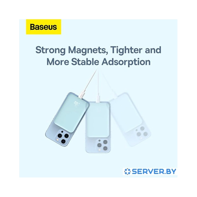 Внешний аккумулятор Baseus Magnetic Wireless PPCX020003 6000mAh (голубой). Фото5